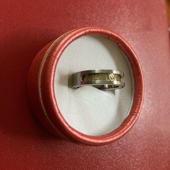 COPY - Titanium Spinner Matt finish GP engraved with CZ ONLY LOVE YOU. 14GP Siz… - Picture 2 of 6